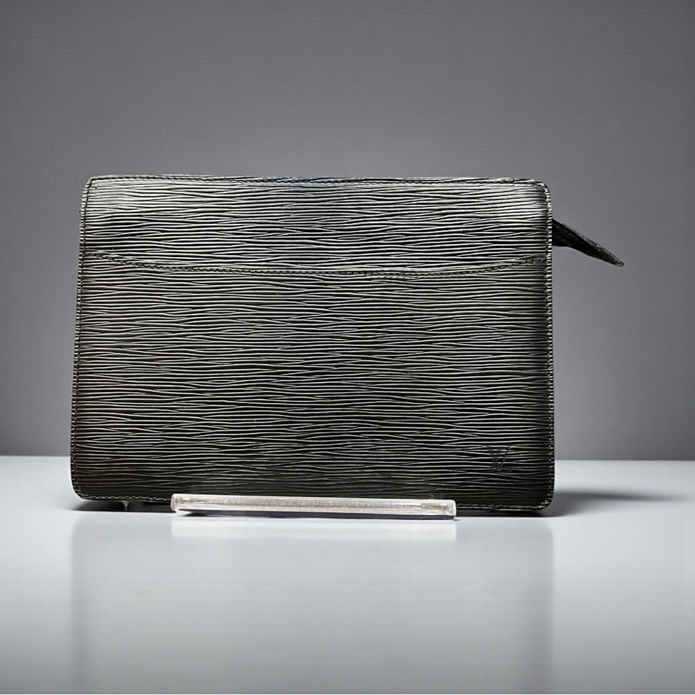 Louis Vuitton Epi Leather Zip Pouch Clutch Black  Unisex